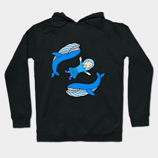 Cute girl with funny whales Hoodie